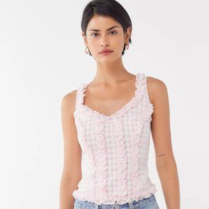The East Order Zazi Gingham Ruffle Tie-Back Top